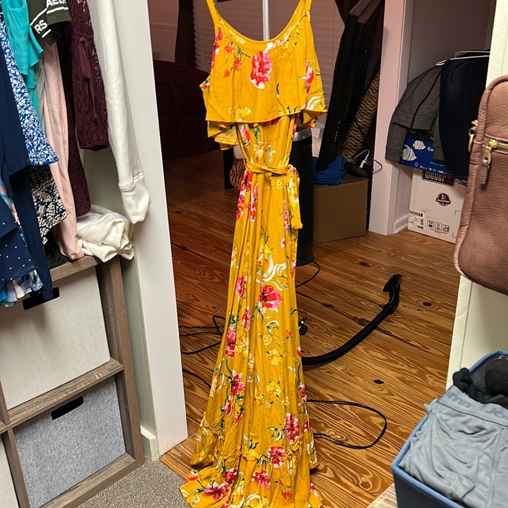 Yellow floral maxi dress